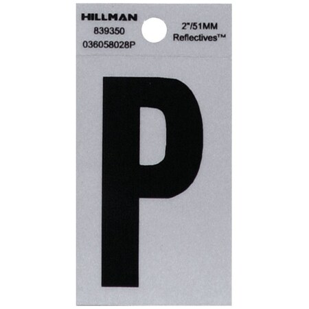 2 In. Reflective Black Vinyl Self-Adhesive Letter P 1 Pc, 6PK